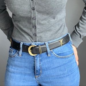 Paloma Picasso Genuine Leather Black & Gold Belt
